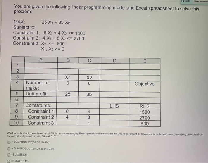 Solved You are given the following linear programming model | Chegg.com