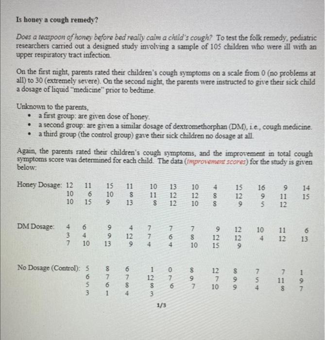 Solved Is honey a cough remedy? Does a teaspoon of honey