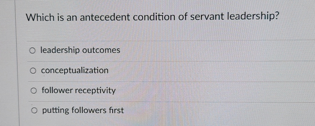 Solved Which is an antecedent condition of servant | Chegg.com