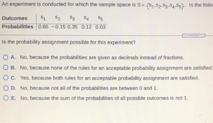 Solved An experiment is conducted for which the sample space | Chegg.com
