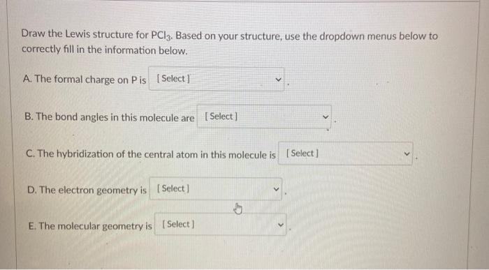Solved Draw the Lewis structure for PC 3. Based on your | Chegg.com
