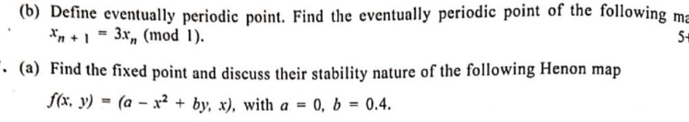 Solved c(b) ﻿Define eventually periodic point. Find the | Chegg.com