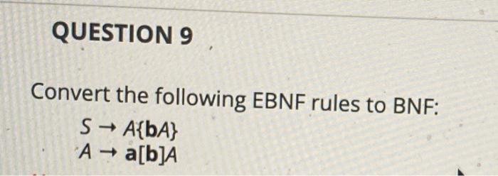 Solved QUESTIONS Convert The Following EBNF Rules To BNF: S | Chegg.com