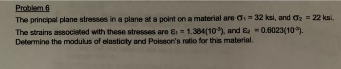 Solved Problem 6 The principal plane stresses in a plane at | Chegg.com