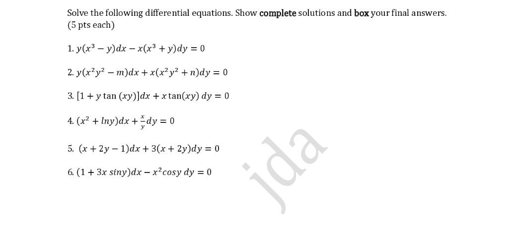 Solved Topic Integrating Factors Found By Inspection Amp Chegg Com