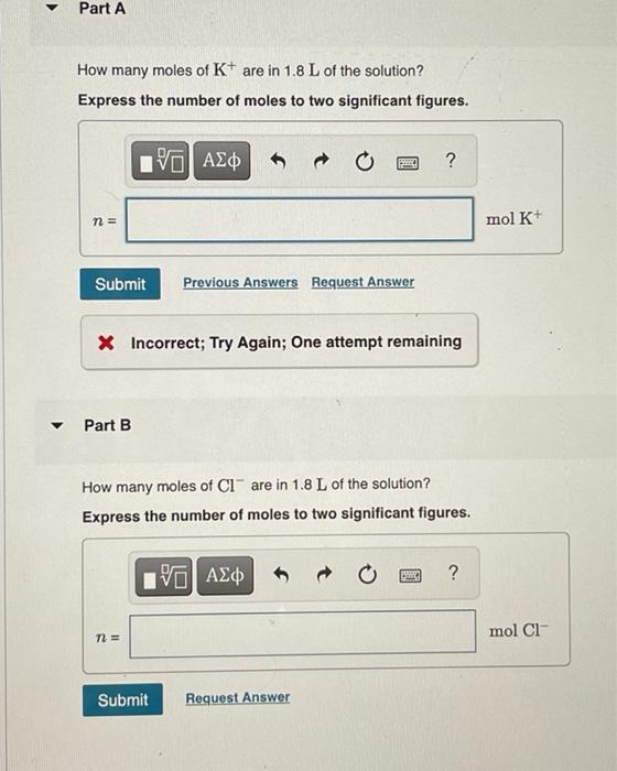 Solved An intravenous solution to replace potassium loss