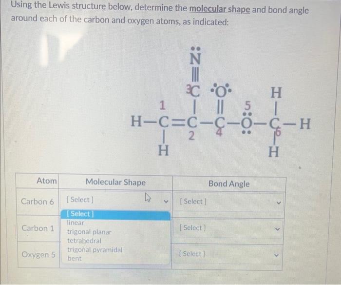 Solved Using the Lewis structure below, determine the | Chegg.com