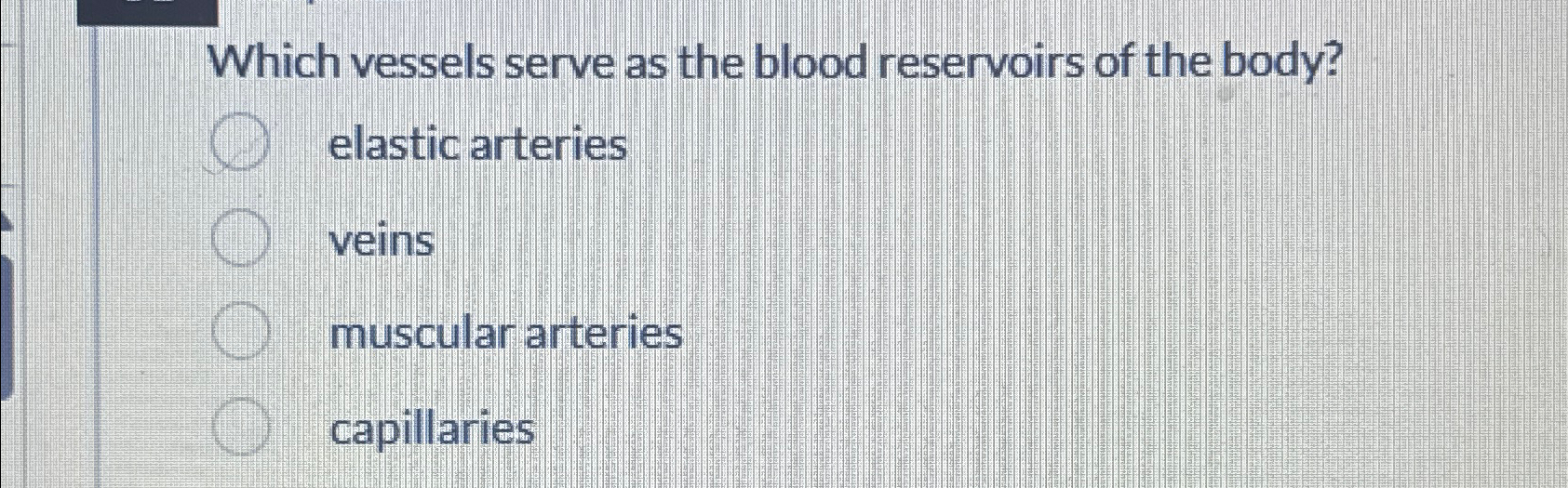 Solved Which vessels serve as the blood reservoirs of the