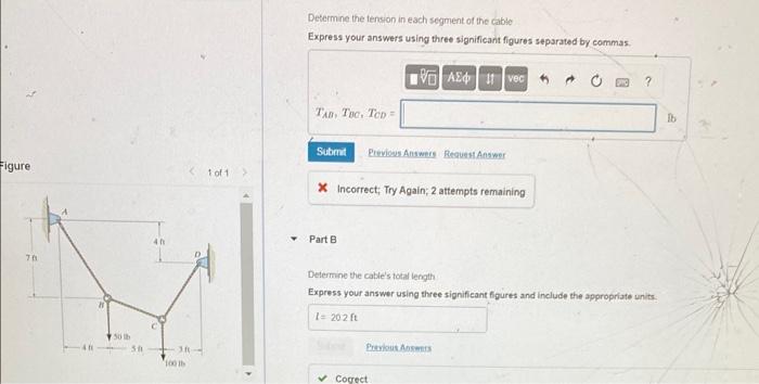 Solved Determine the tension in each segment of the cable | Chegg.com