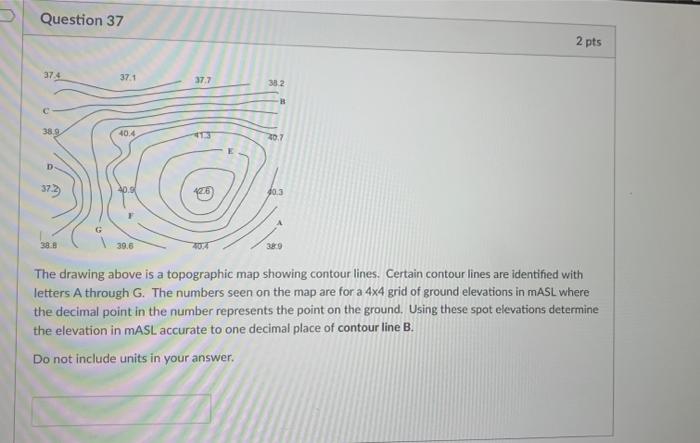 Solved The drawing above is a topographic map showing | Chegg.com
