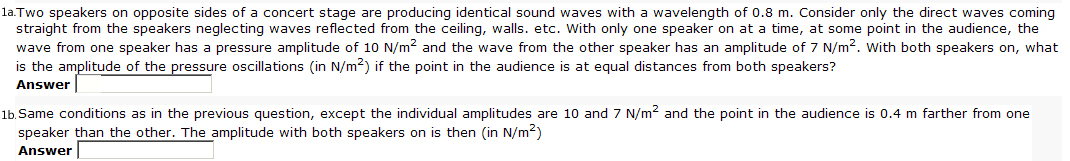 Solved Two speakers on opposite sides of a concert stage are | Chegg.com