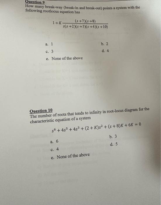 Solved Question 9 How many break-way (break-in and | Chegg.com