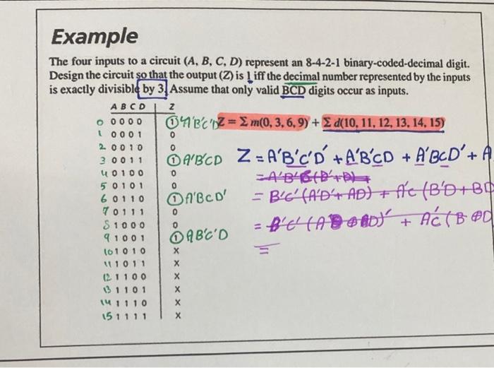 Solved Example The Four Inputs To A Circuit (A, B, C, D) | Chegg.com