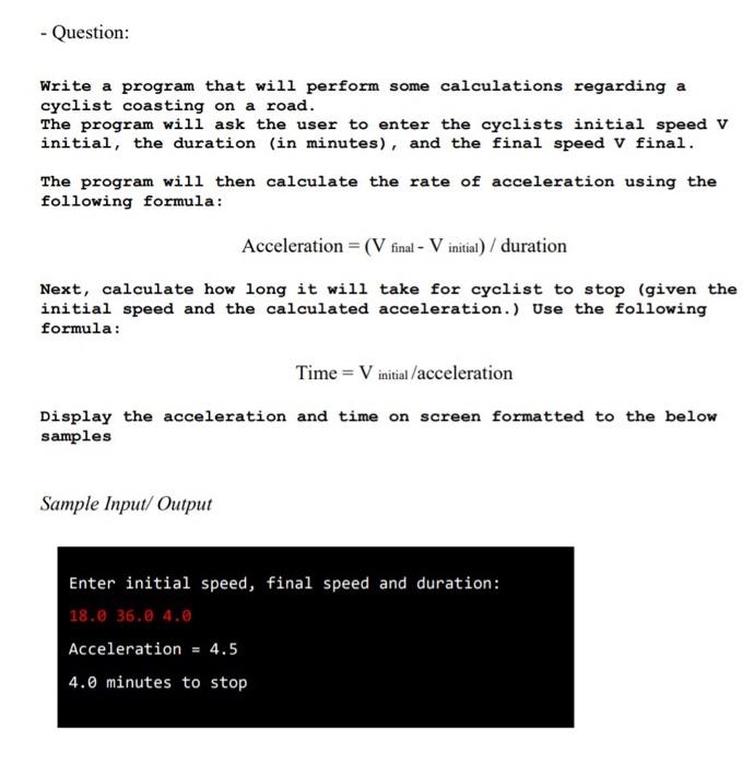 Solved - Question: Write a program that will perform some | Chegg.com