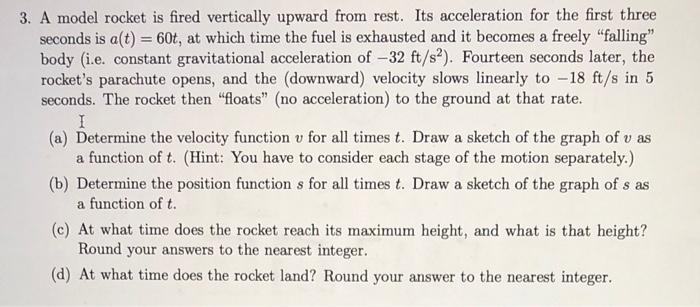 Solved 3. A model rocket is fired vertically upward from | Chegg.com