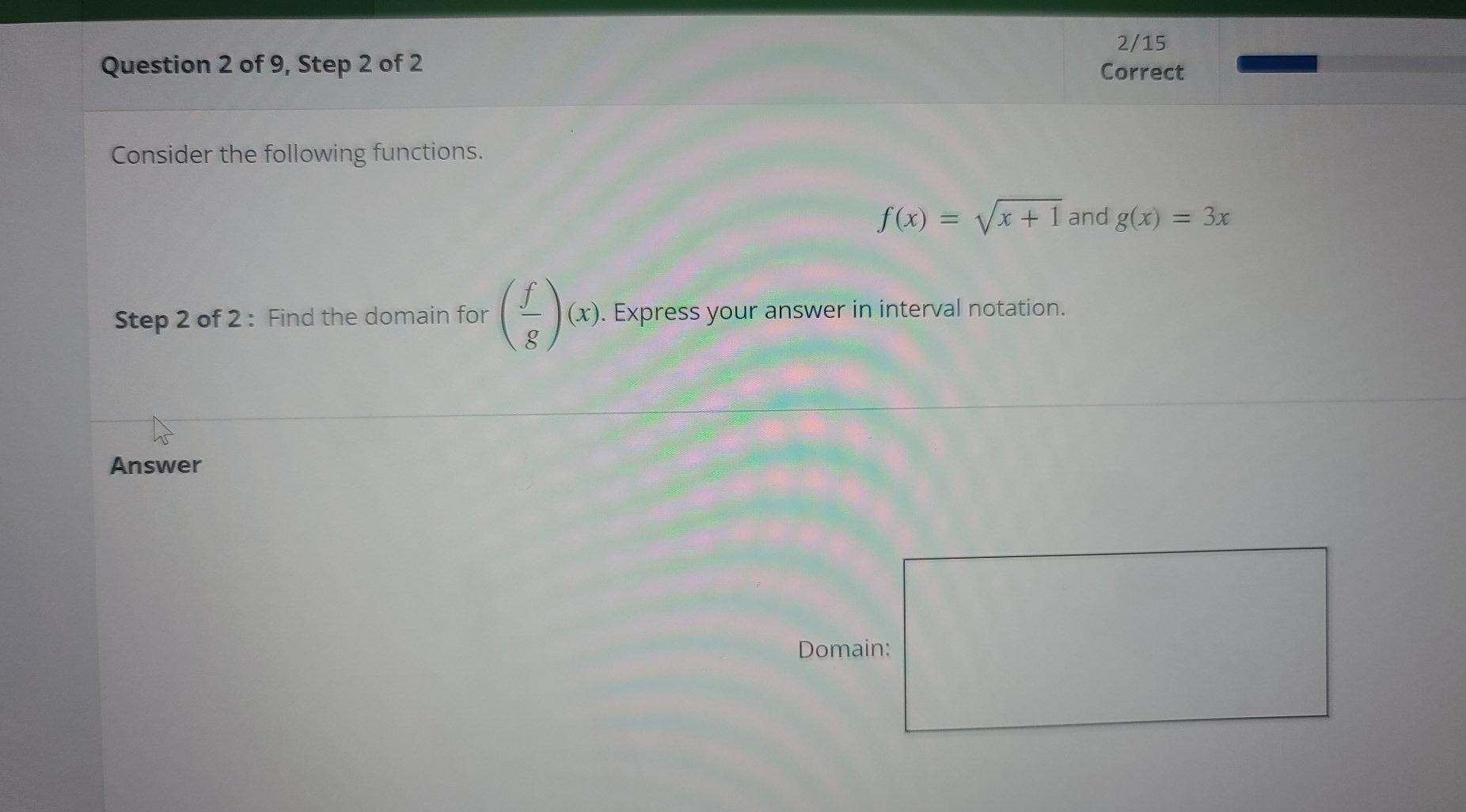 Solved Question 2 of 9, Step 2 of 2 2/15 Correct Consider | Chegg.com
