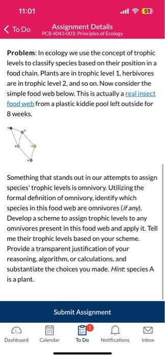 Solved Problem: In ecology we use the concept of trophic Biology Diagrams