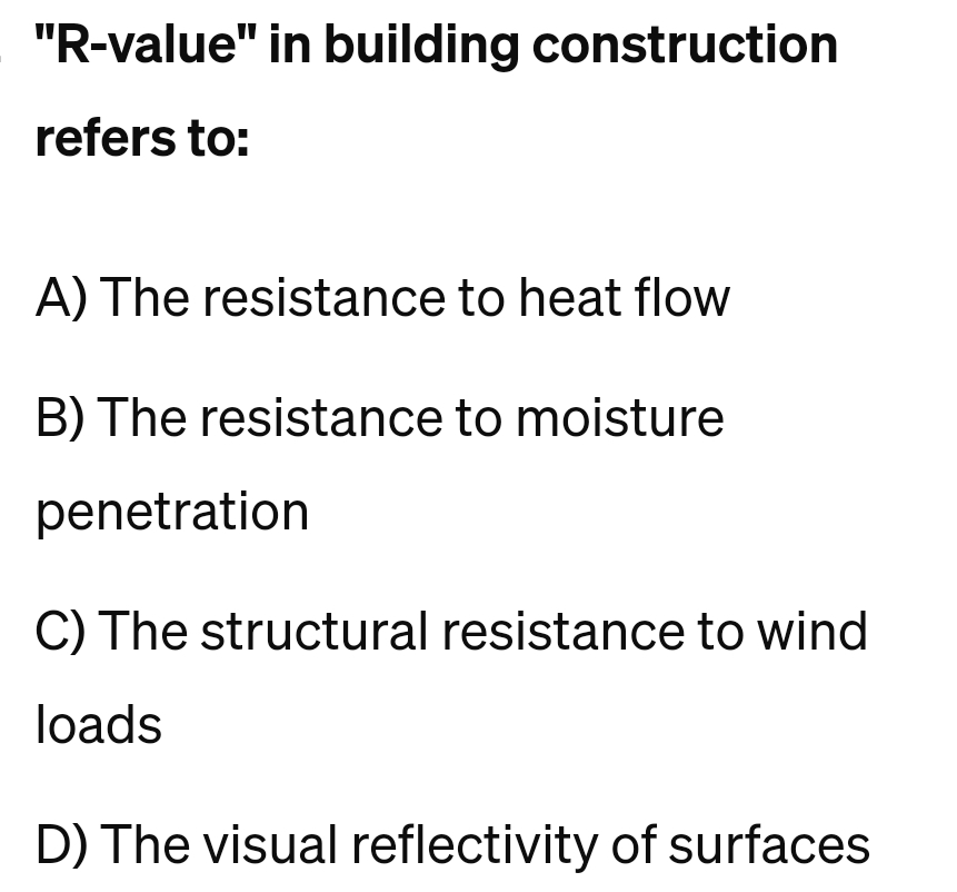 Solved civil engineering "R-value" in building construction | Chegg.com