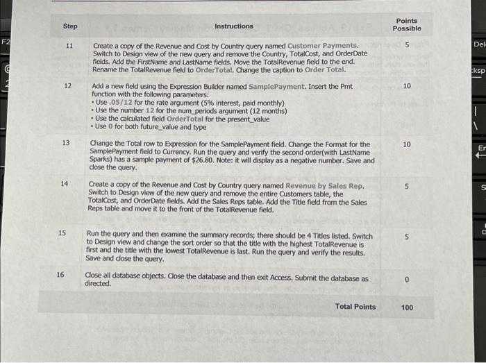Points Step Instructions Possible 11 Create a copy of | Chegg.com