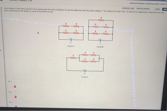 Solved General Physics 2 (Spring 2020) (APHY STANDARD VIEW | Chegg.com