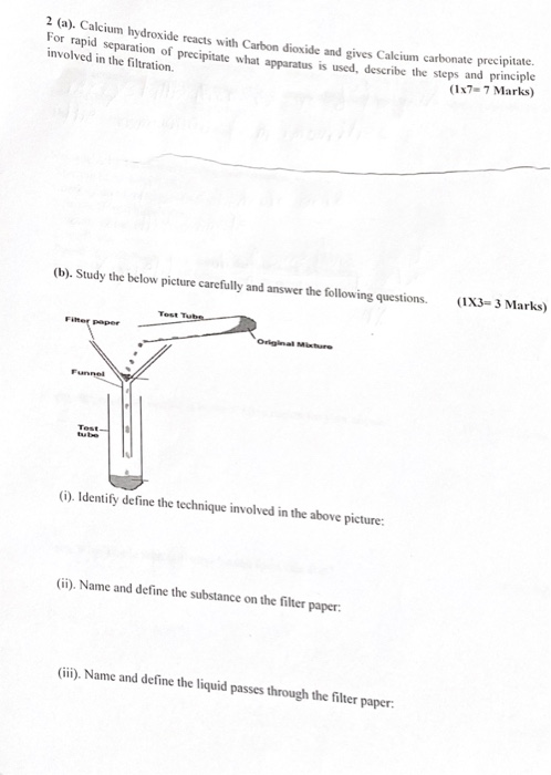 Solved 2 (a). Calcium hydroxide reacts with Carbon dioxide | Chegg.com