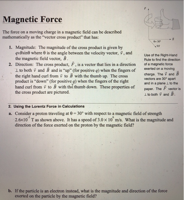 Solved Magnetic Force The force on a moving charge in a | Chegg.com
