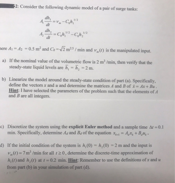 -2: Consider the following dynamic model of a pair of | Chegg.com