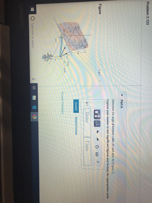 Solved Problem 2.123 - Part A Determine the angle between | Chegg.com