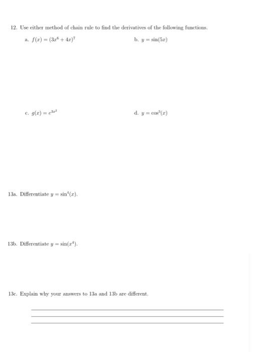 Solved 12. Use either method of chain rule to find the | Chegg.com