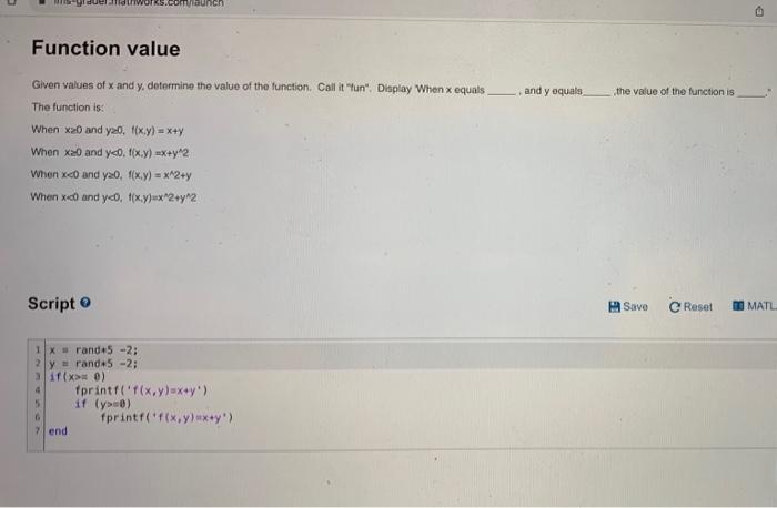 Solved Given values of x and y, determine the value of the | Chegg.com