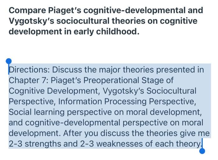 Vygotsky theory of cognitive online development in early childhood