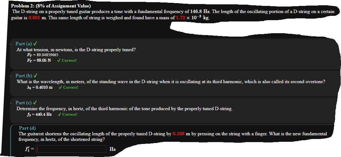 Solved Problem 2: (8% ﻿of Assignment Value) ﻿The D-string on | Chegg.com