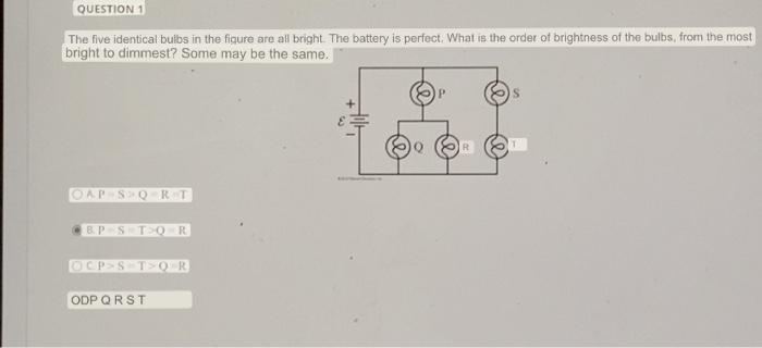 Solved The five identical bulbs in the figure are all | Chegg.com