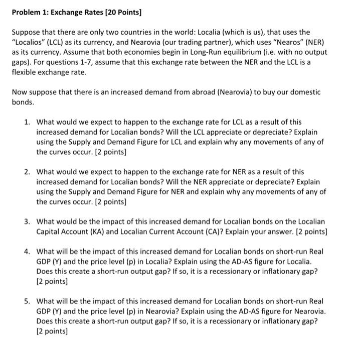 Solved Problem 1: Exchange Rates [20 Points] Suppose that | Chegg.com