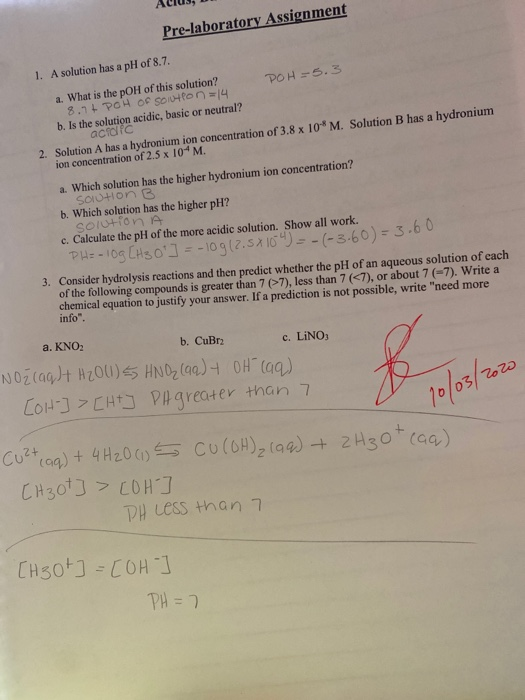 Acids, Bases, Buffers and pH Postlaboratory