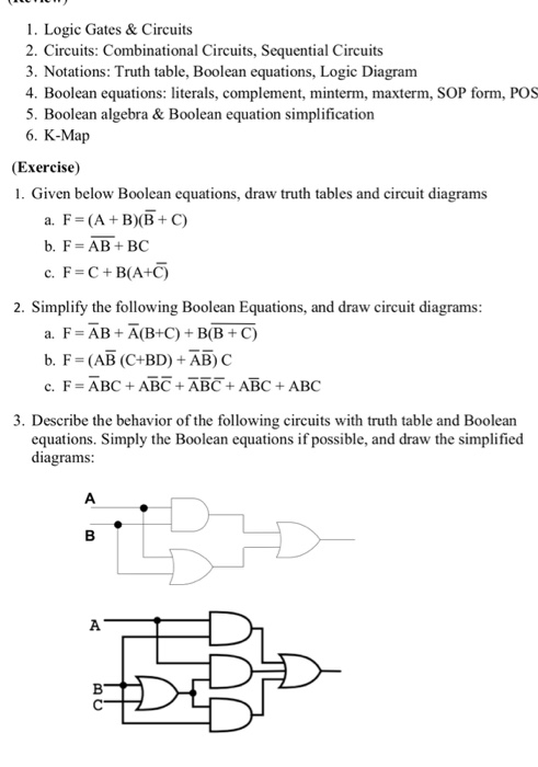 Solved 1. Logic Gates & Circuits 2. Circuits: Combinational | Chegg.com