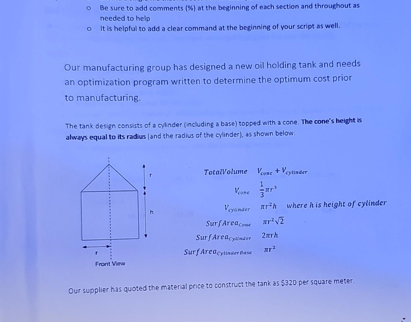 Solved - Be sure to add comments (\%) at the beginning of | Chegg.com