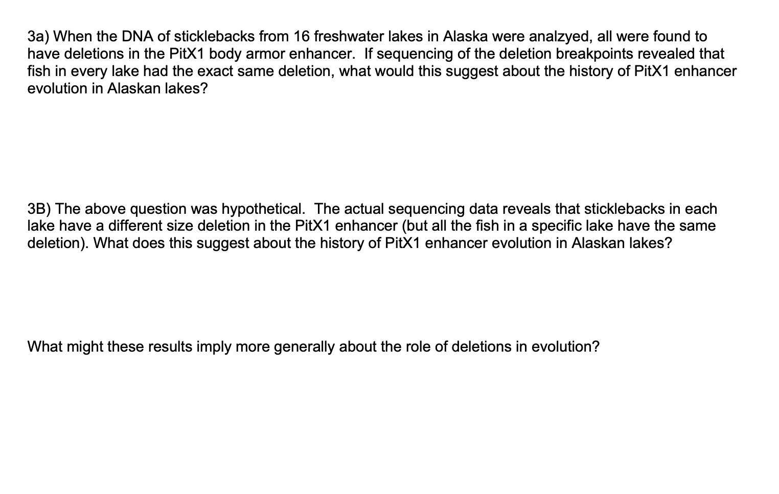 Solved 3a) ﻿When the DNA of sticklebacks from 16 ﻿freshwater | Chegg.com