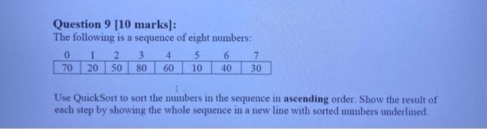 Solved Question 9 [10 marks): The following is a sequence of | Chegg.com