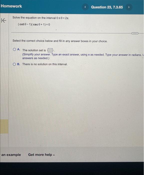 Solved Solve the equation on the interval 0≤θ