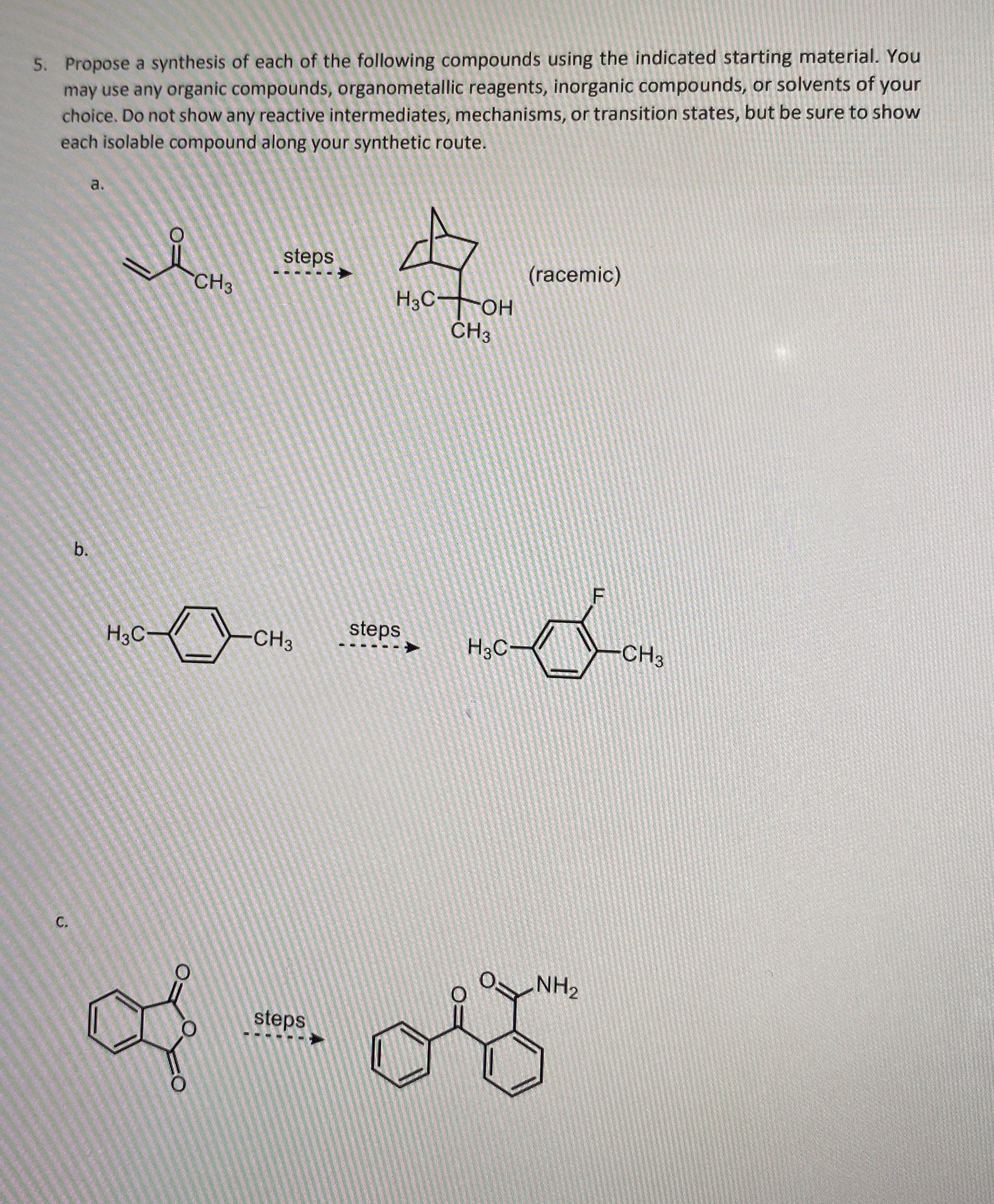 Propose a synthesis of each of the following | Chegg.com