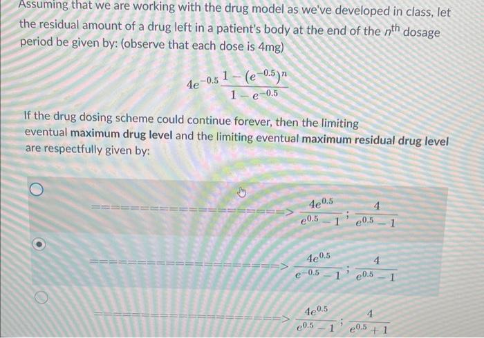 Solved Assuming that we are working with the drug model as | Chegg.com
