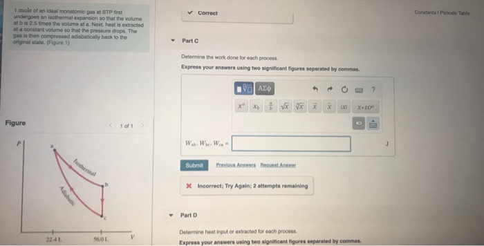 Solved Correct Constants Periodic Two 1 mole of an ideal | Chegg.com