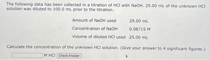 Solved The following data has been collected in a titration | Chegg.com