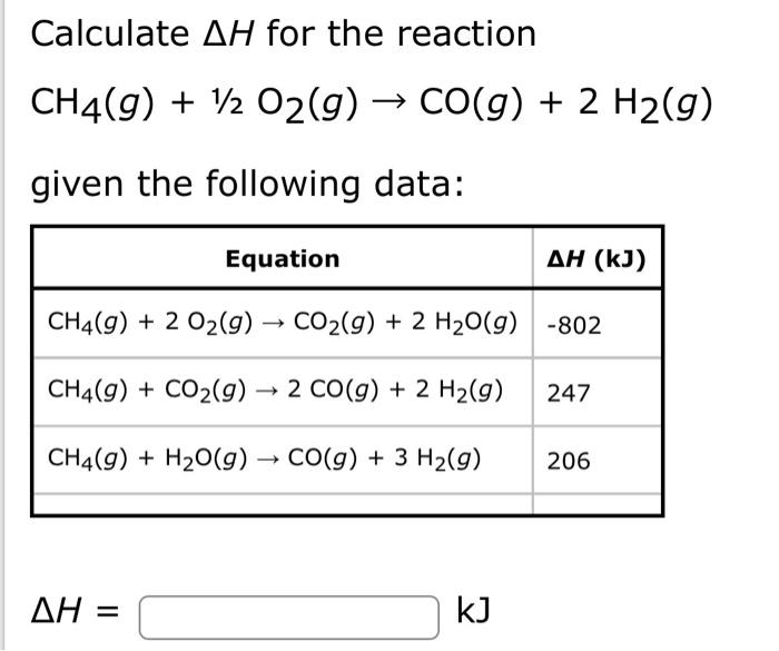 Solved Calculate Δh For The Reaction 