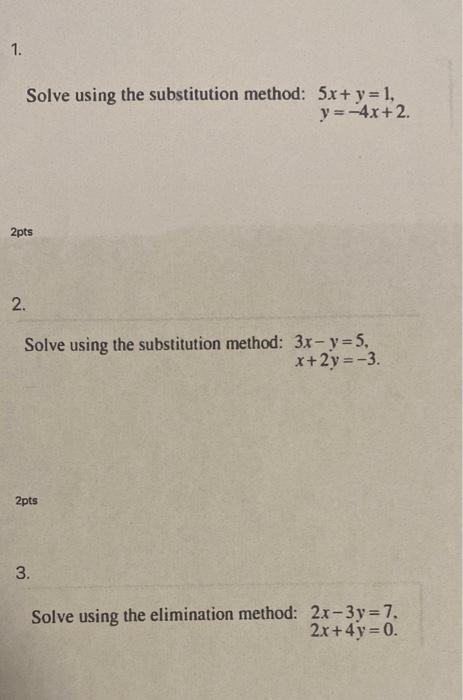 x y 5 2x 3y 4 solve by substitution method