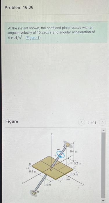 Solved Problem 16.36 At the instant shown the shaft and | Chegg.com