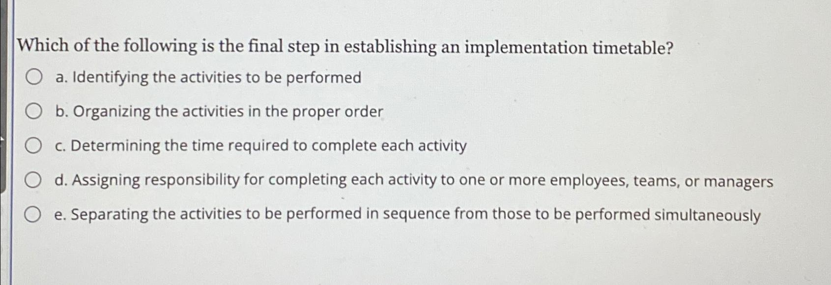 Solved Which of the following is the final step in | Chegg.com