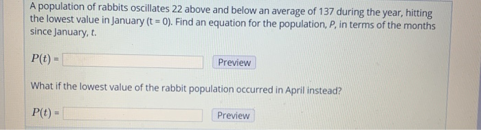 Solved A Population Of Rabbits Oscillates 22 Above And Below | Chegg.com