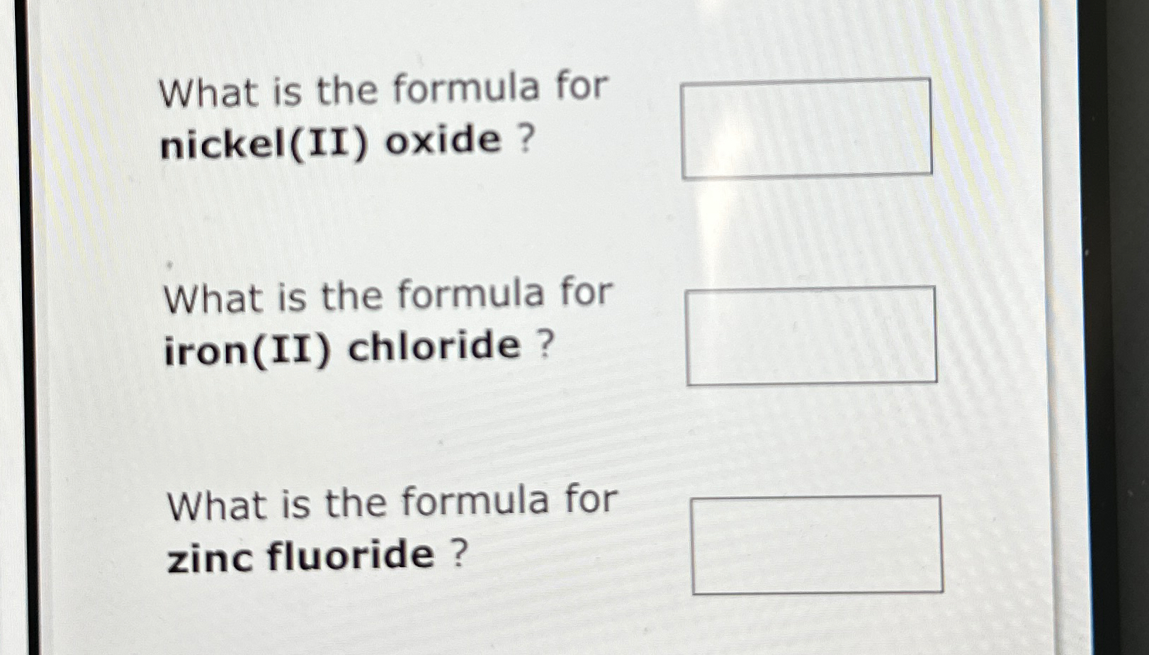 What is the formula for nickel(II) ﻿oxide?What is the | Chegg.com